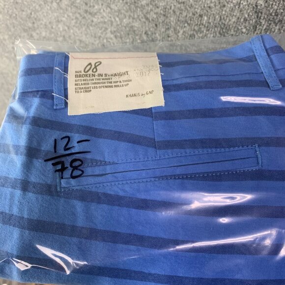 NWT Khakis By‎ Gap Blue Striped Womens Broken-In Straight Pant Size 08 - Picture 11 of 11